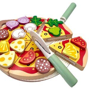 Wood Wooden Make Your Own Pizza Food Playset Restaurant Pretend Role Play New